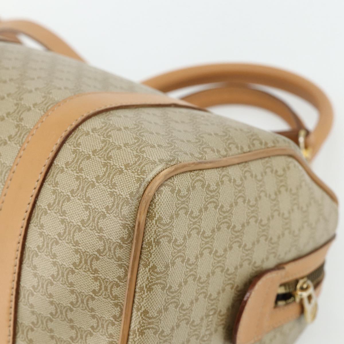 CELINE Macadam Canvas Boston Bag PVC 2way Beige Gold Auth 177621A