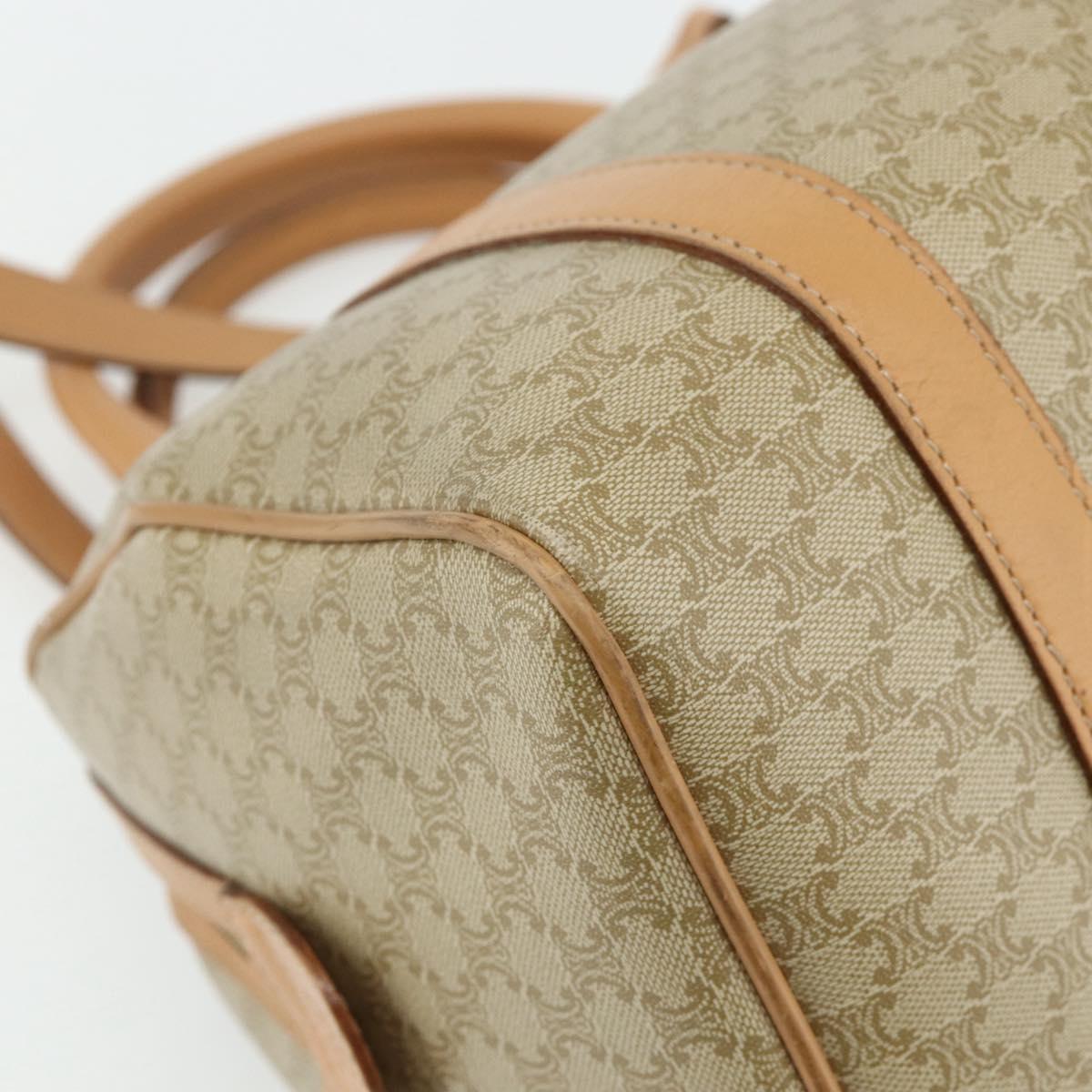 CELINE Macadam Canvas Boston Bag PVC 2way Beige Gold Auth 177621A