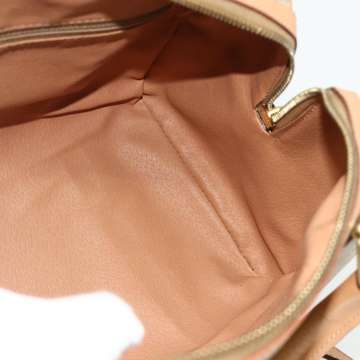 CELINE Macadam Canvas Boston Bag PVC 2way Beige Gold Auth 177621A
