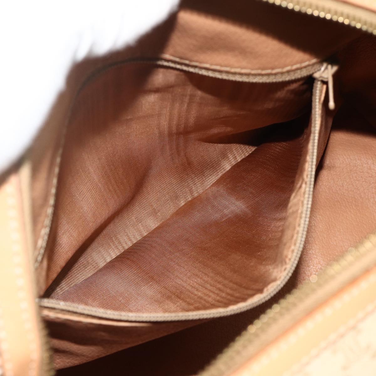 CELINE Macadam Canvas Boston Bag PVC 2way Beige Gold Auth 177621A
