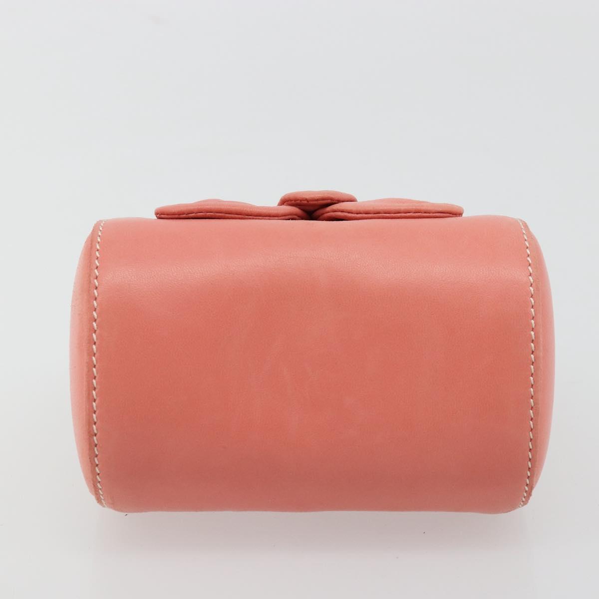 LOEWE Hand Bag Leather Pink Gold Auth 177624A
