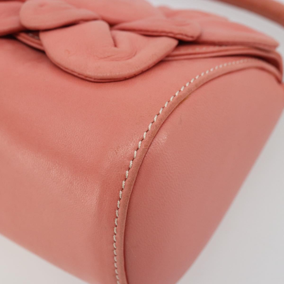 LOEWE Hand Bag Leather Pink Gold Auth 177624A