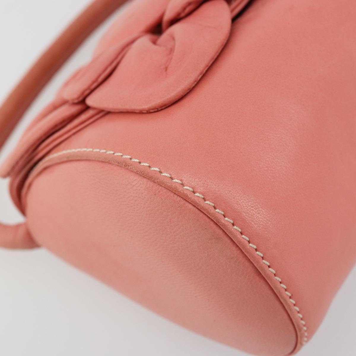 LOEWE Hand Bag Leather Pink Gold Auth 177624A