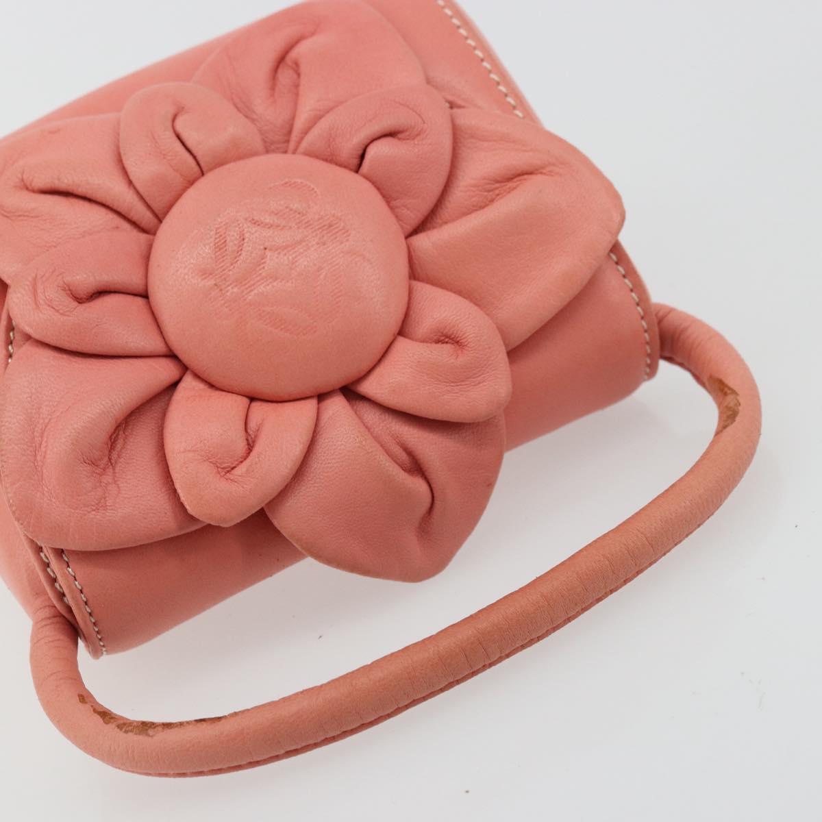 LOEWE Hand Bag Leather Pink Gold Auth 177624A