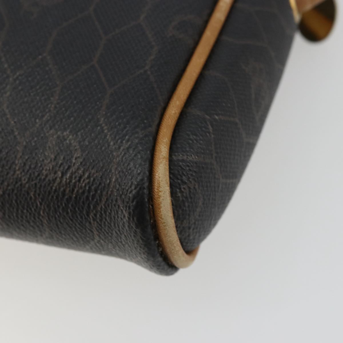 Christian Dior Honeycomb Canvas Shoulder Bag PVC Black Gold Auth 177626