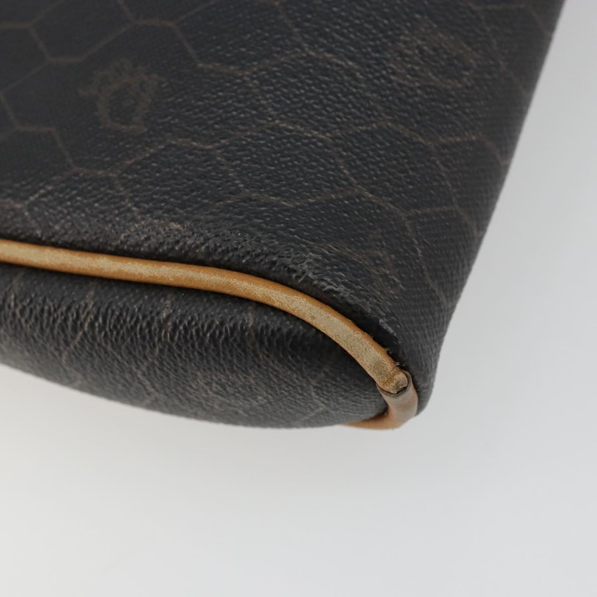Christian Dior Honeycomb Canvas Shoulder Bag PVC Black Gold Auth 177626