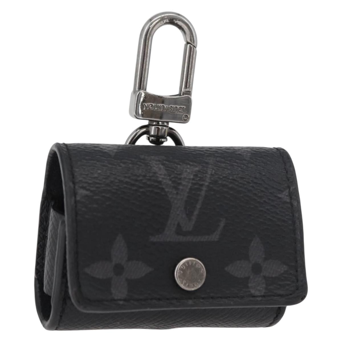 LOUIS VUITTON Monogram Eclipse Etui Earphone Case Black N00341 LV Auth 177630A