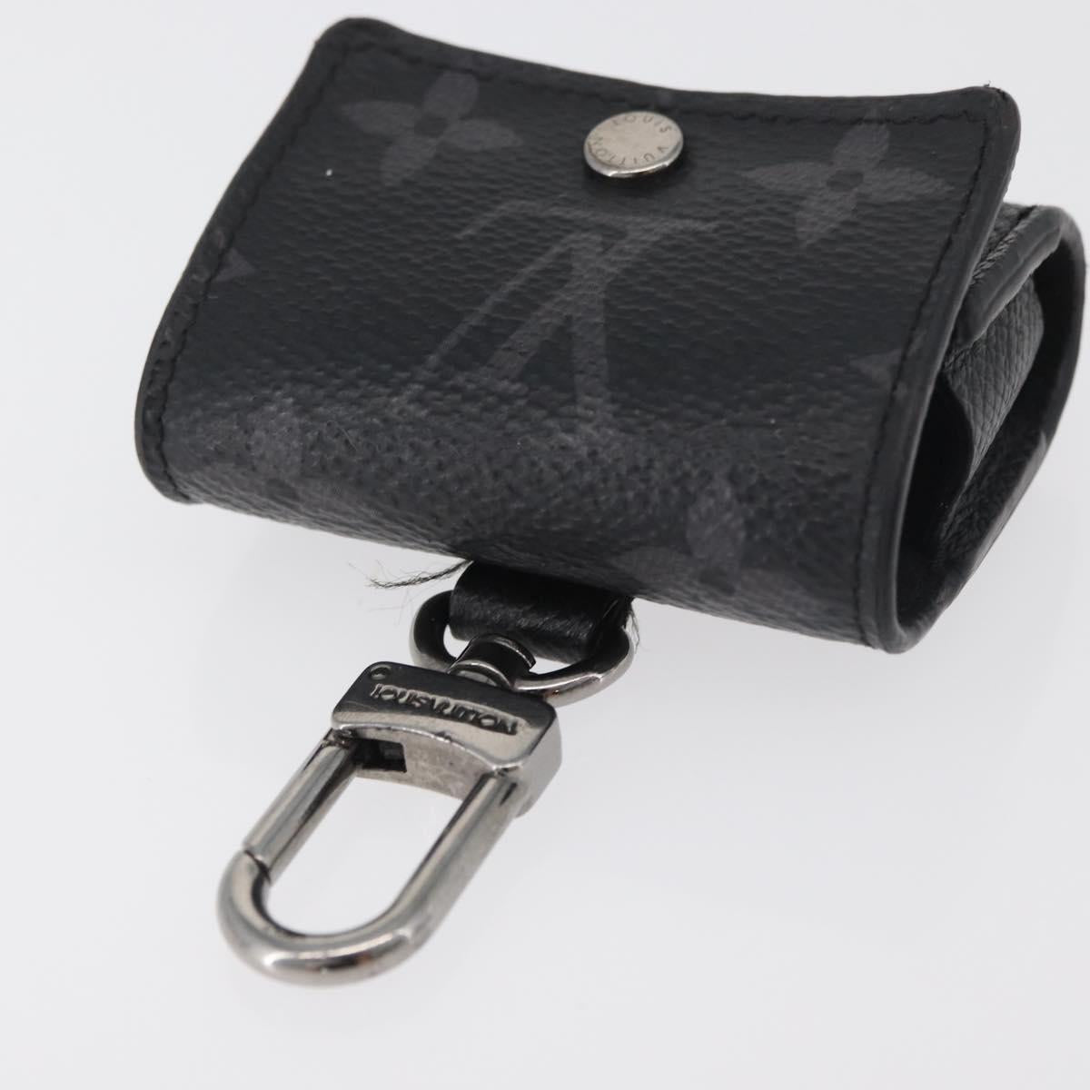 LOUIS VUITTON Monogram Eclipse Etui Earphone Case Black N00341 LV Auth 177630A