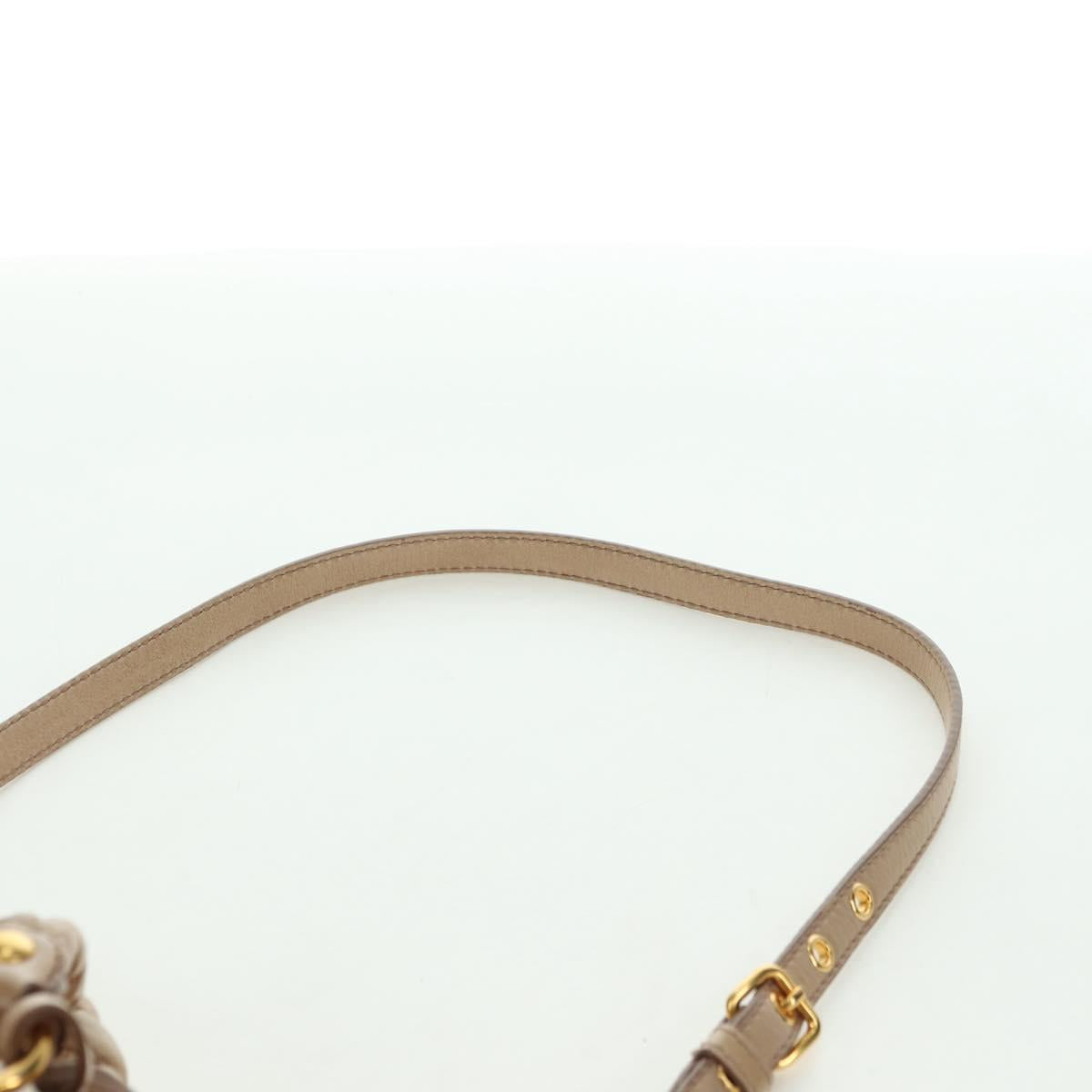 Miu Miu Matelasse Hand Bag Leather 2way Beige Gold Auth 177667V