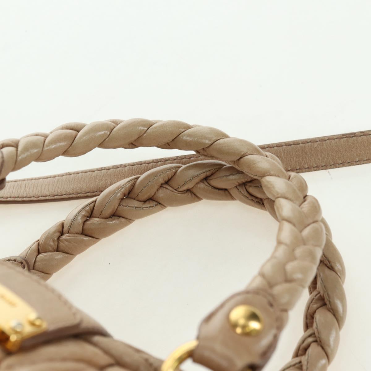 Miu Miu Matelasse Hand Bag Leather 2way Beige Gold Auth 177667V
