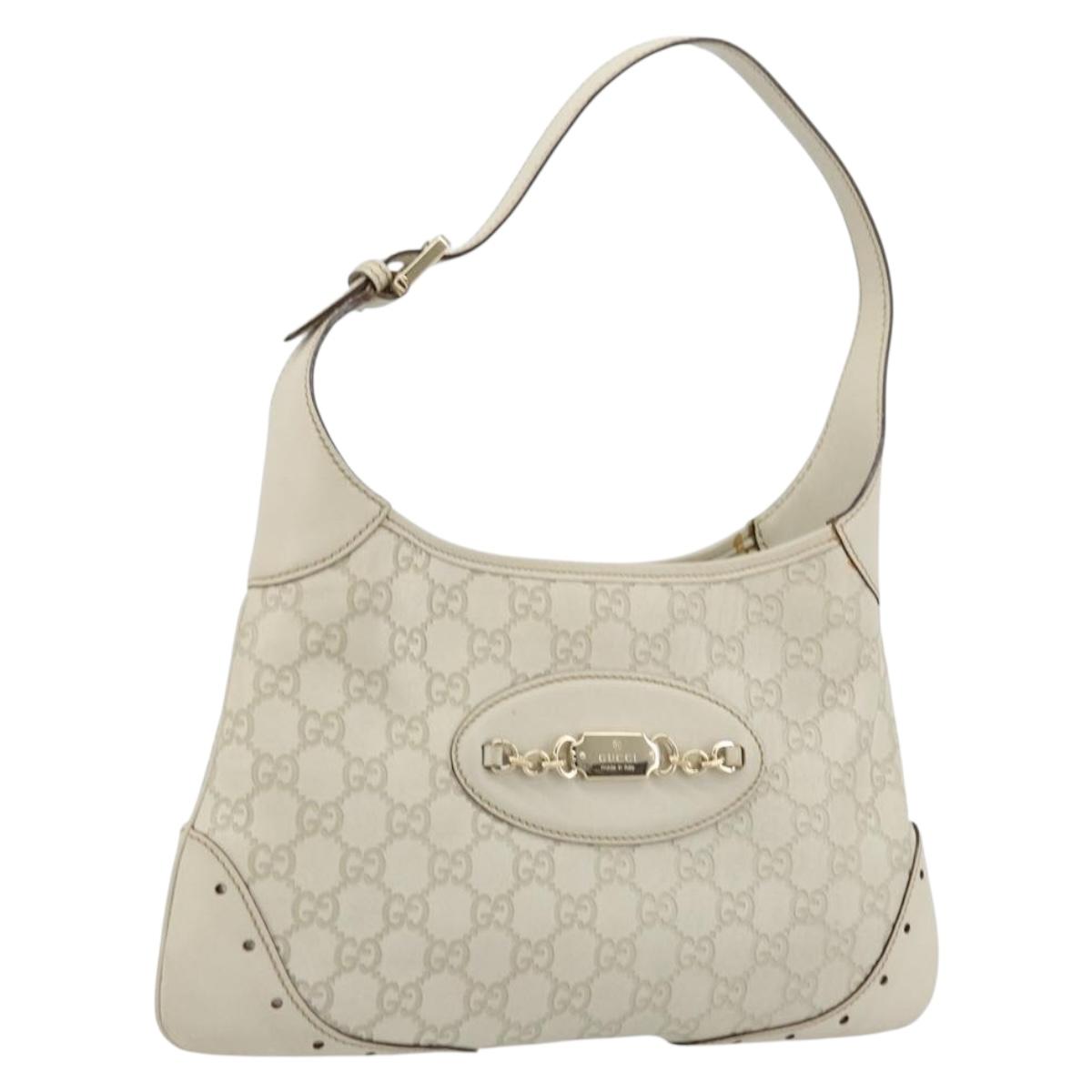 GUCCI GG Canvas Guccissima Hand Bag Leather White Gold 145778 Auth 177669A