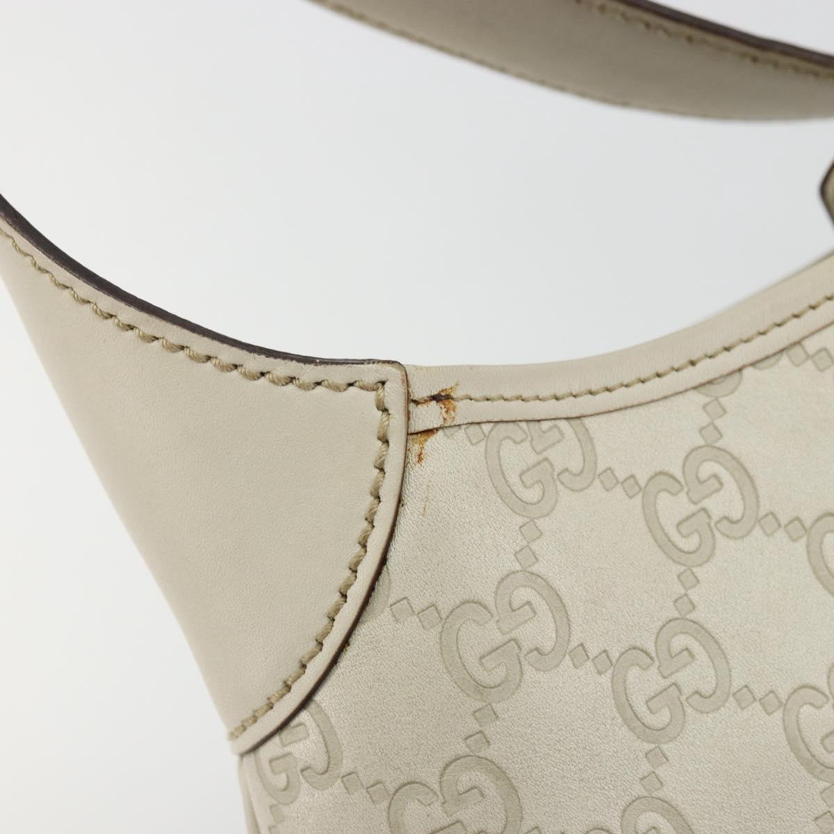 GUCCI GG Canvas Guccissima Hand Bag Leather White Gold 145778 Auth 177669A