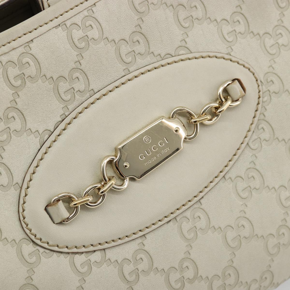 GUCCI GG Canvas Guccissima Hand Bag Leather White Gold 145778 Auth 177669A