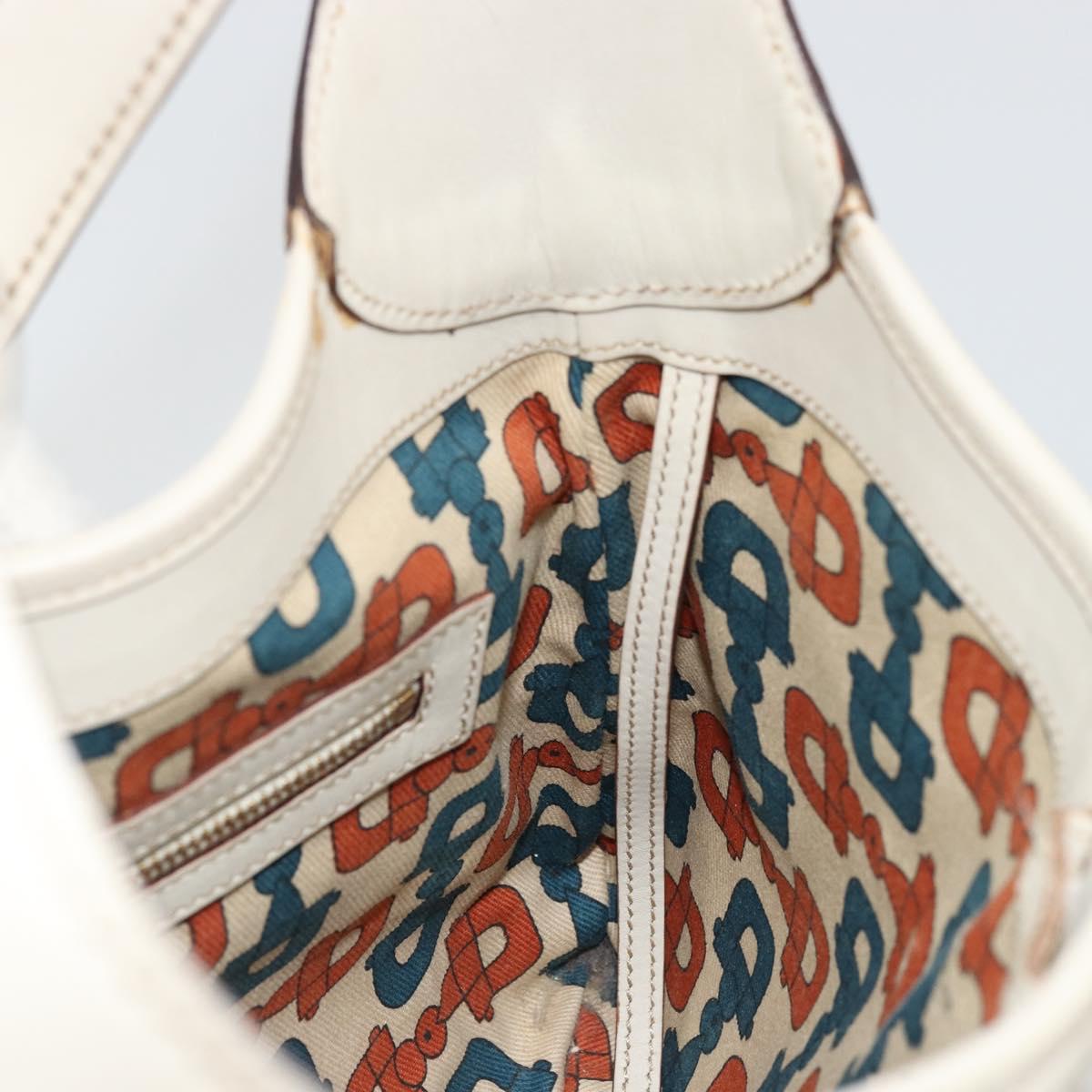 GUCCI GG Canvas Guccissima Hand Bag Leather White Gold 145778 Auth 177669A