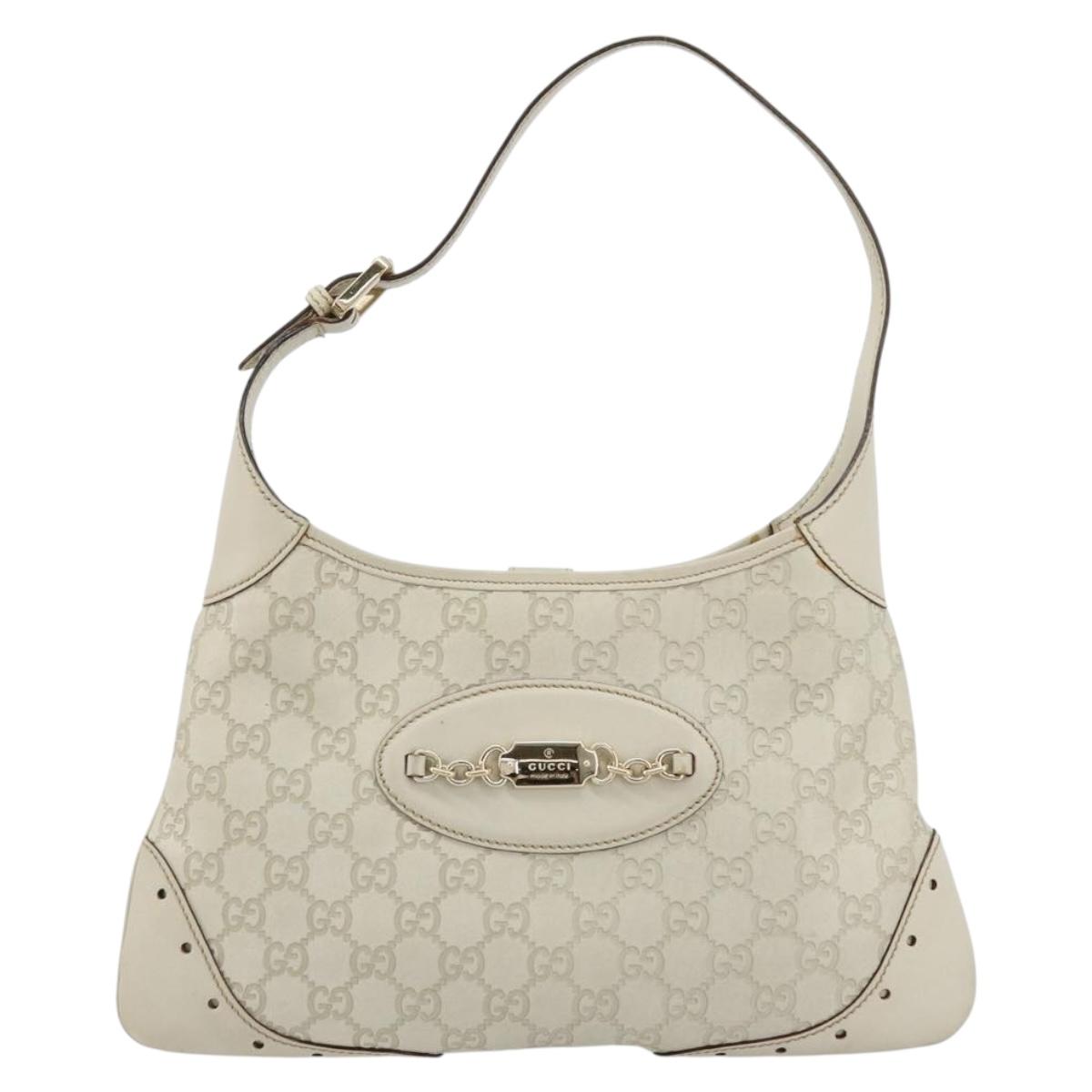 GUCCI GG Canvas Guccissima Hand Bag Leather White Gold 145778 Auth 177669A
