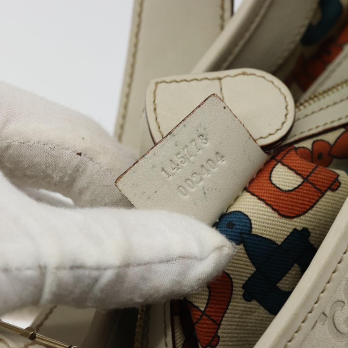 GUCCI GG Canvas Guccissima Hand Bag Leather White Gold 145778 Auth 177669A