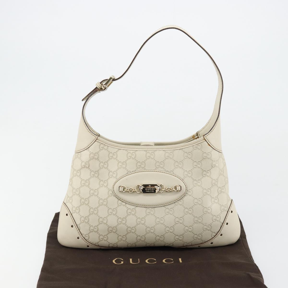 GUCCI GG Canvas Guccissima Hand Bag Leather White Gold 145778 Auth 177669A