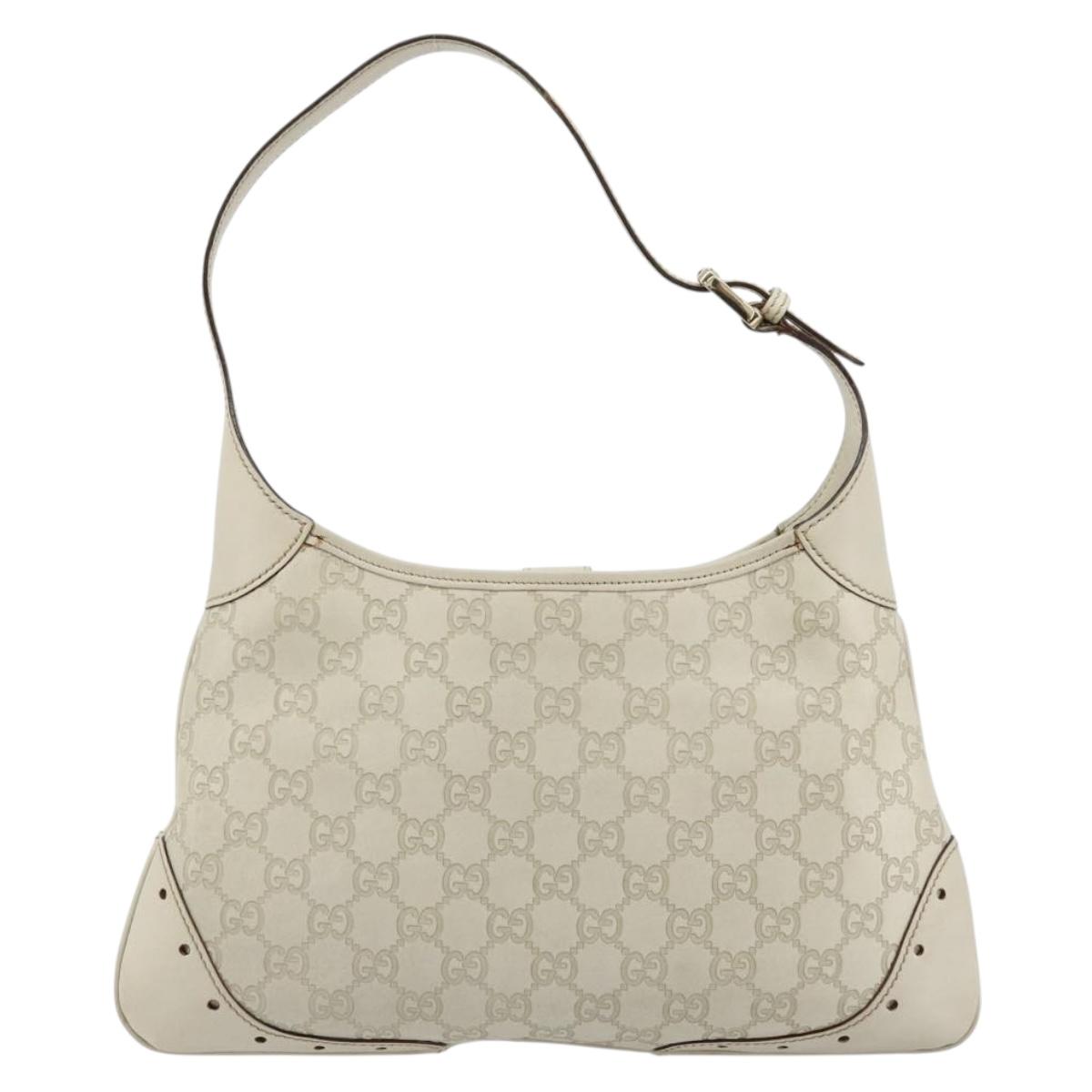 GUCCI GG Canvas Guccissima Hand Bag Leather White Gold 145778 Auth 177669A