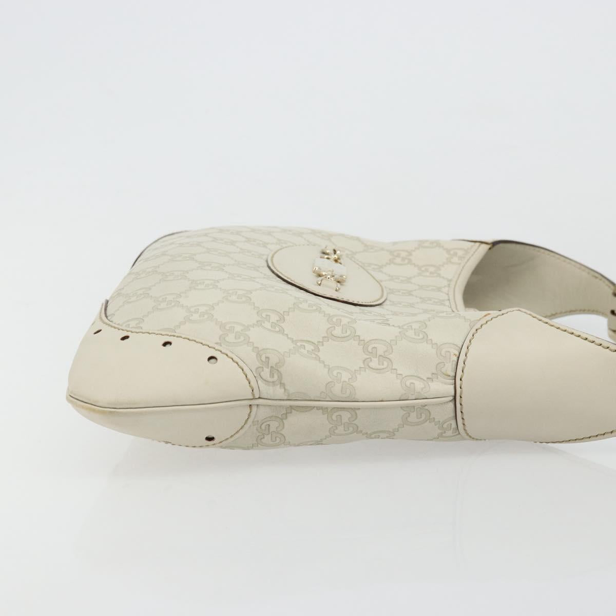 GUCCI GG Canvas Guccissima Hand Bag Leather White Gold 145778 Auth 177669A