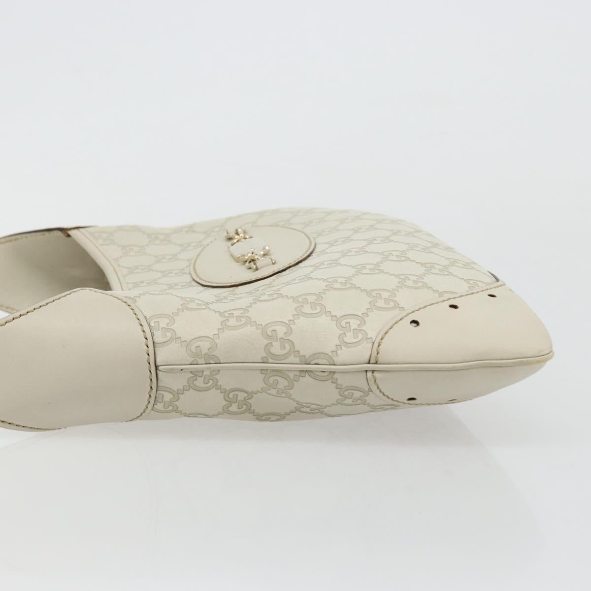 GUCCI GG Canvas Guccissima Hand Bag Leather White Gold 145778 Auth 177669A
