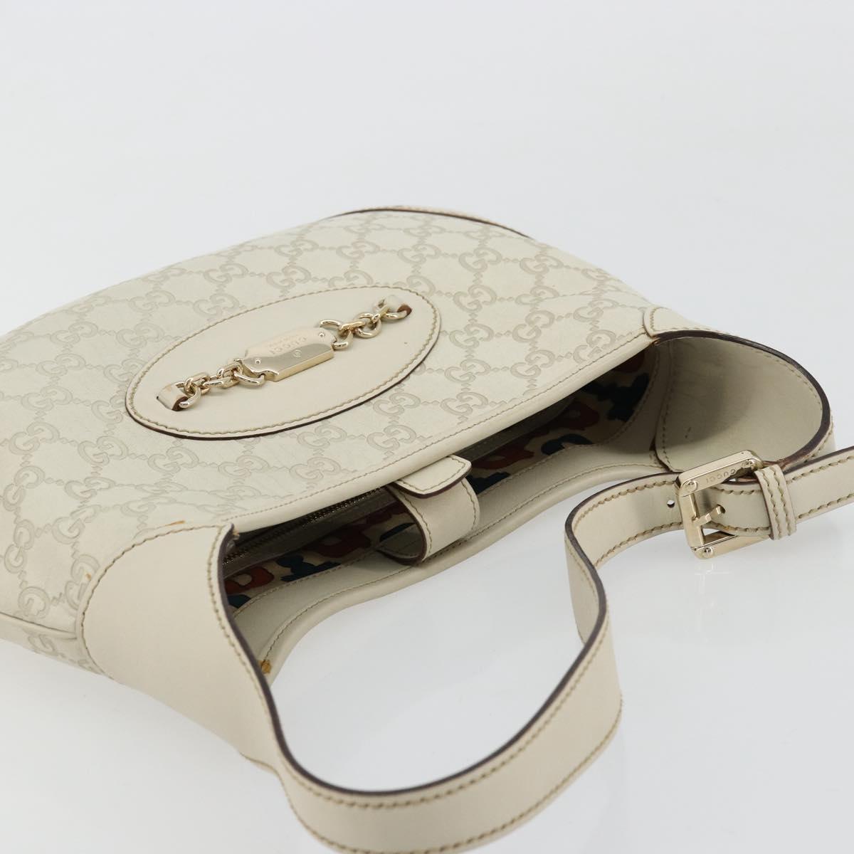 GUCCI GG Canvas Guccissima Hand Bag Leather White Gold 145778 Auth 177669A