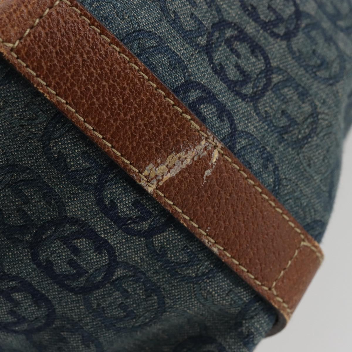 GUCCI GG Canvas Interlocking G Abbey Tote Bag Denim Blue Gold 130736 Auth 177670