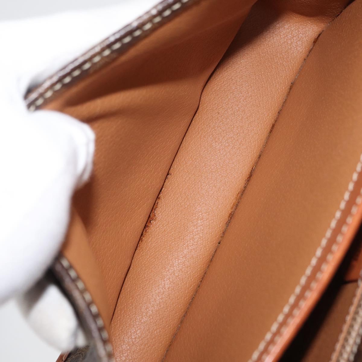 CELINE Macadam Canvas Shoulder Bag PVC Leather Brown Gold Auth 177673A