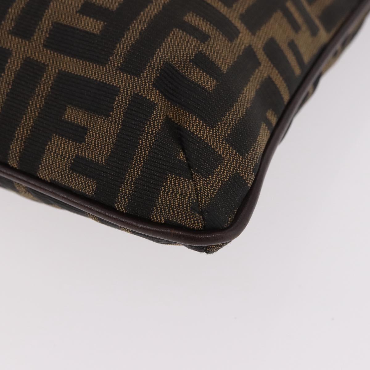 FENDI Zucca Canvas Mamma Baguette Shoulder Bag Brown Black Auth 177684A