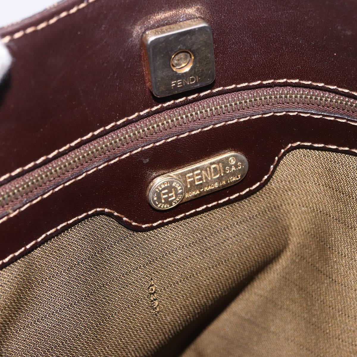 FENDI Zucca Canvas Mamma Baguette Shoulder Bag Brown Black Auth 177684A