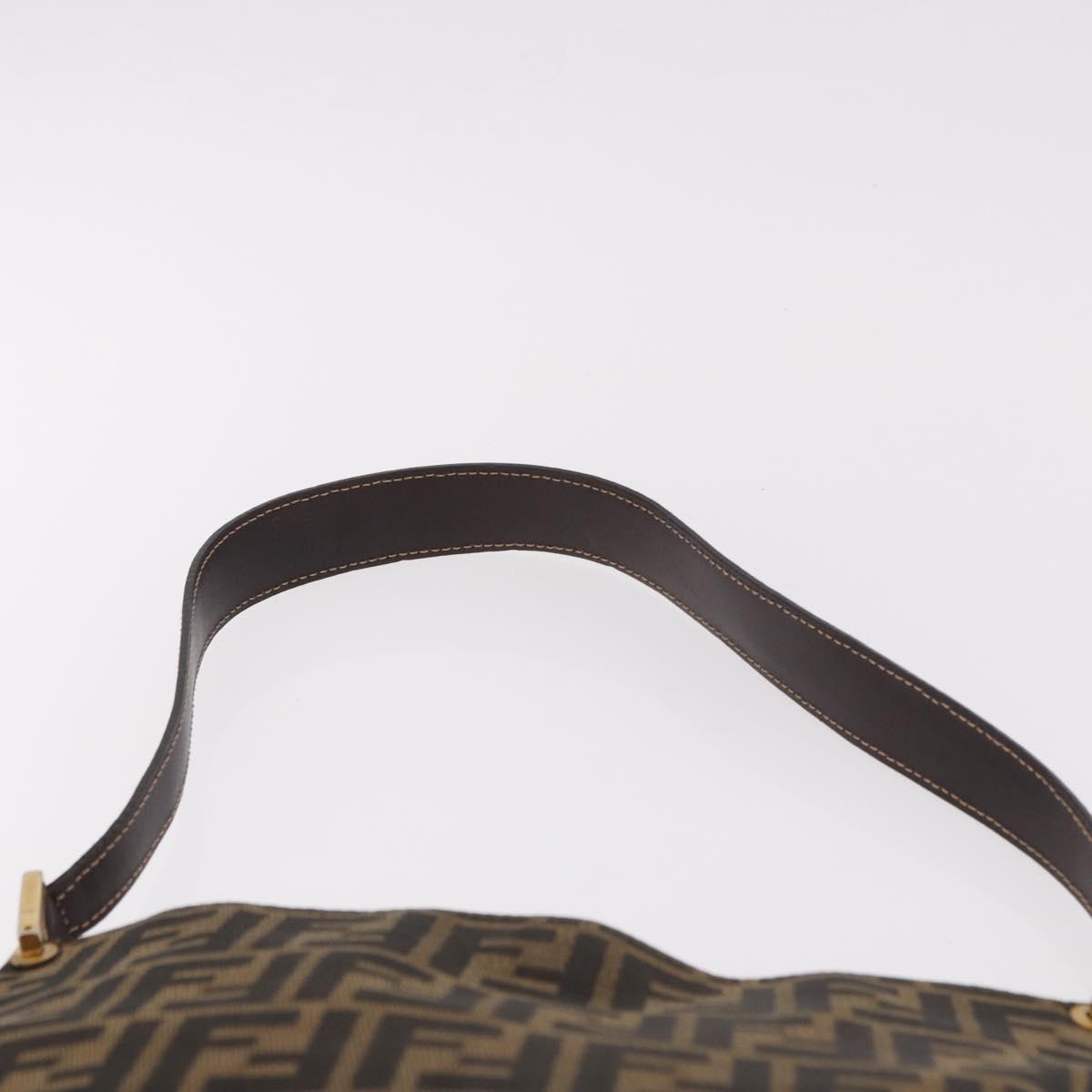 FENDI Zucca Canvas Mamma Baguette Shoulder Bag Brown Black Auth 177684A