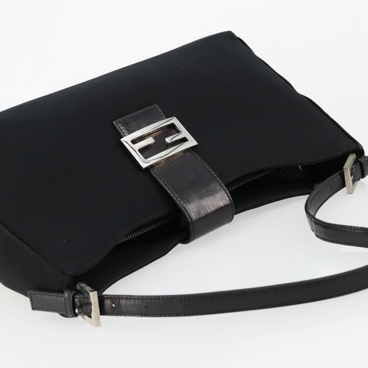 FENDI Shoulder Bag Black Silver Auth 177685
