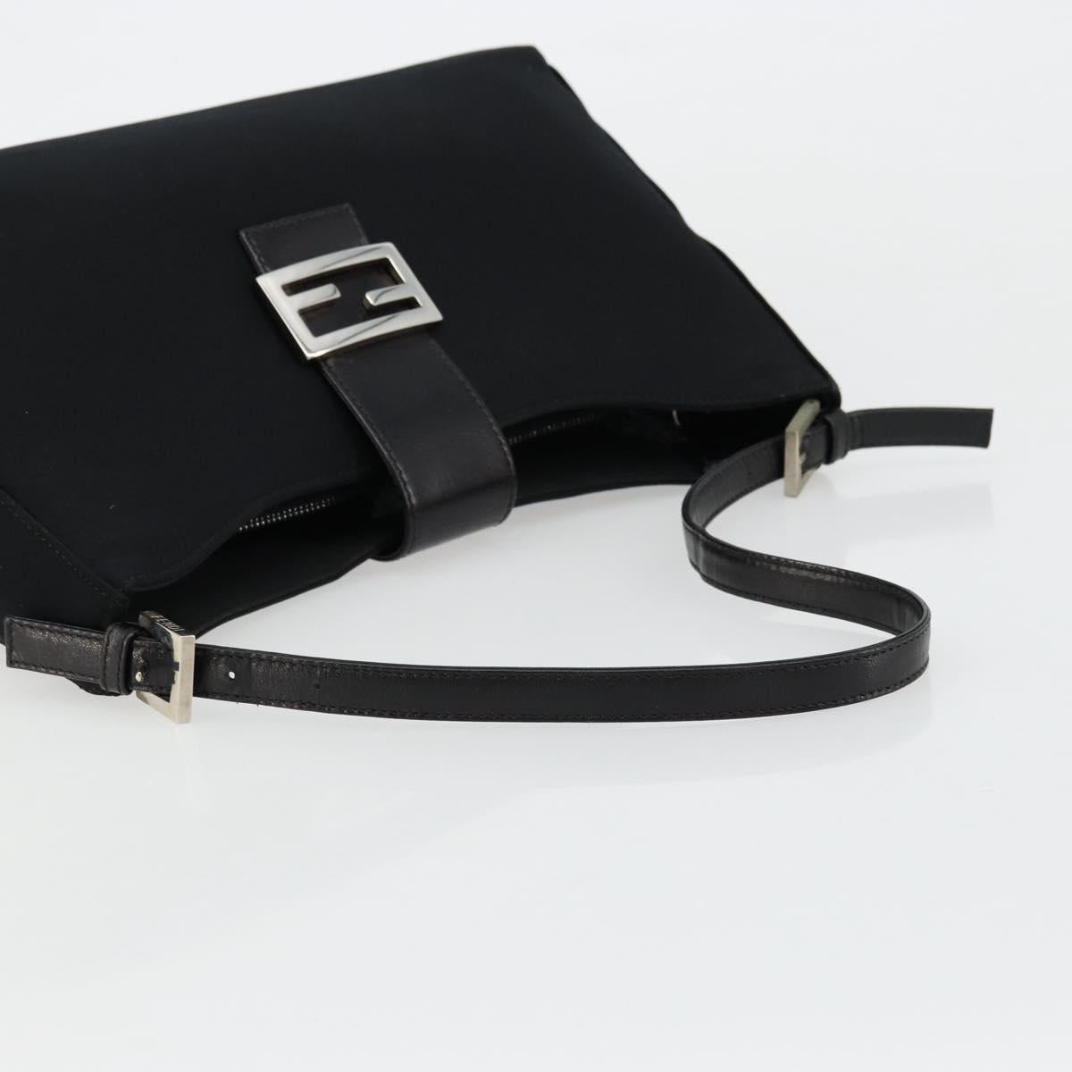 FENDI Shoulder Bag Black Silver Auth 177685