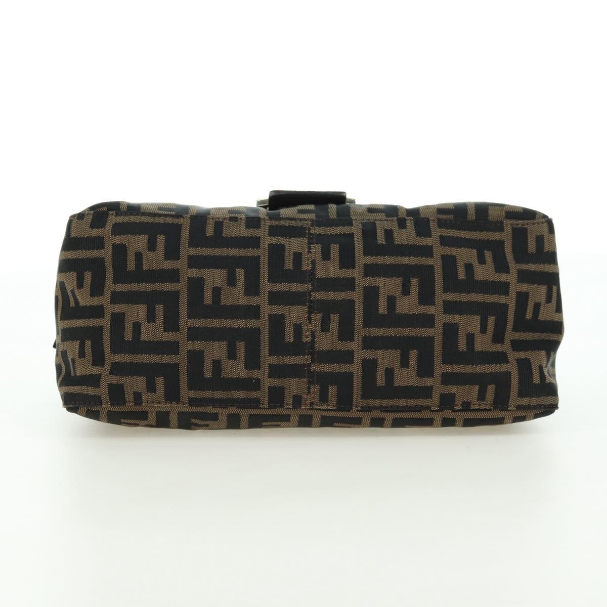 FENDI Zucca Canvas Mamma Baguette Shoulder Bag Brown Black Auth 177694SAV