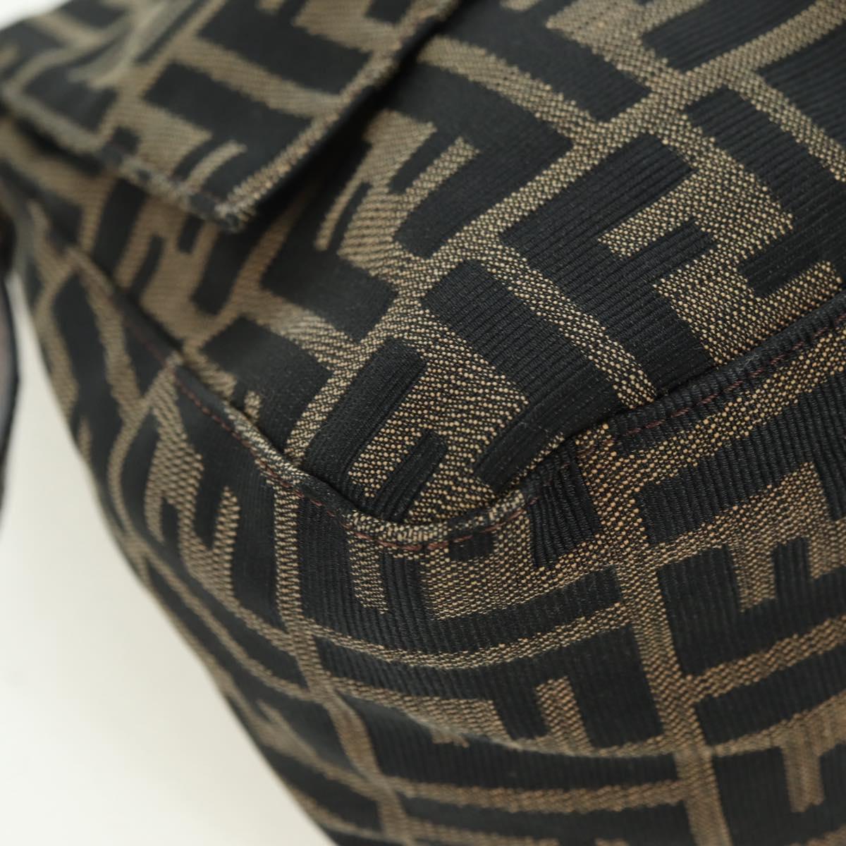 FENDI Zucca Canvas Mamma Baguette Shoulder Bag Brown Black Auth 177694SAV