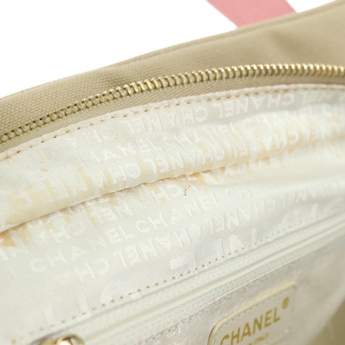 CHANEL Marshmallow Bag Tote Bag Canvas Beige Gold CC Auth 177697V