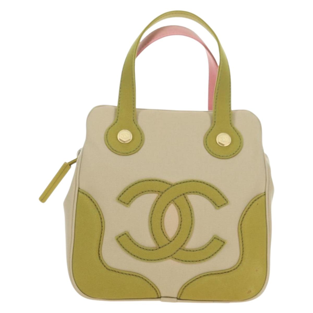 CHANEL Marshmallow Bag Tote Bag Canvas Beige Gold CC Auth 177697V