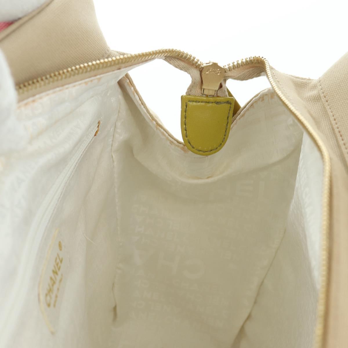 CHANEL Marshmallow Bag Tote Bag Canvas Beige Gold CC Auth 177697V
