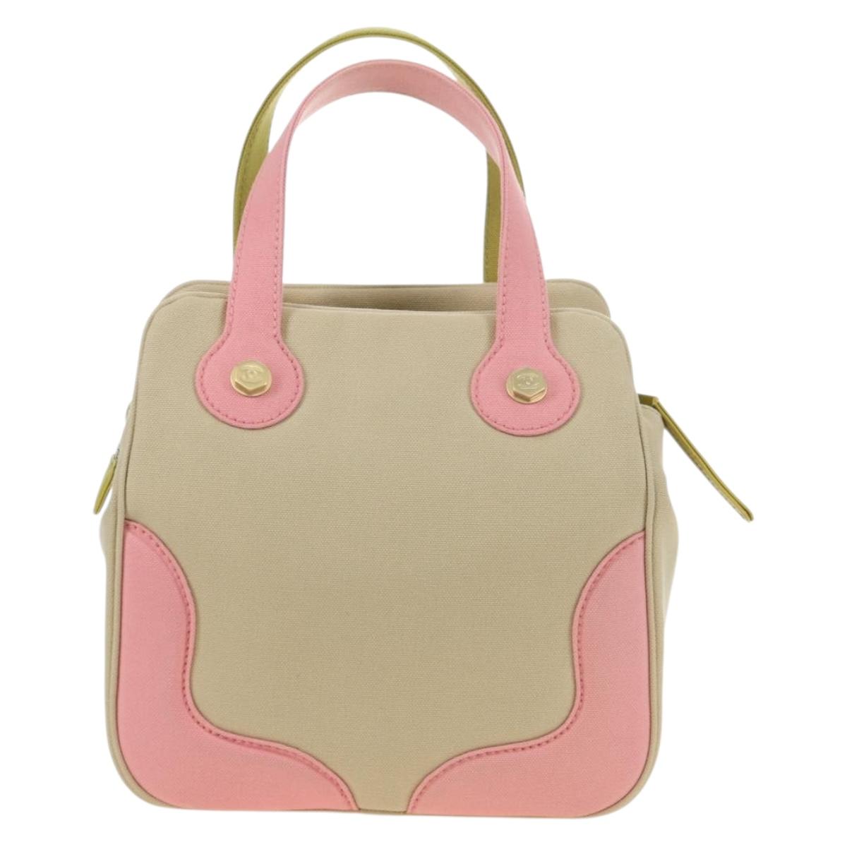 CHANEL Marshmallow Bag Tote Bag Canvas Beige Gold CC Auth 177697V