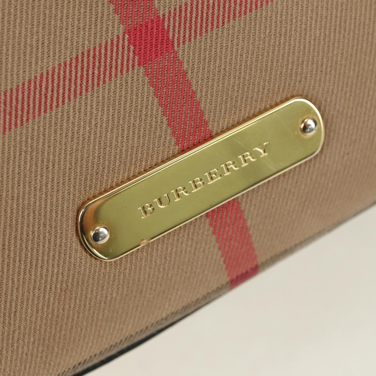 BURBERRY Nova Check Boston Bag Canvas 2way Beige Gold Auth 177707V