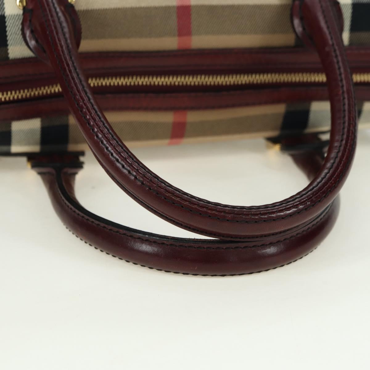 BURBERRY Nova Check Boston Bag Canvas 2way Beige Gold Auth 177707V