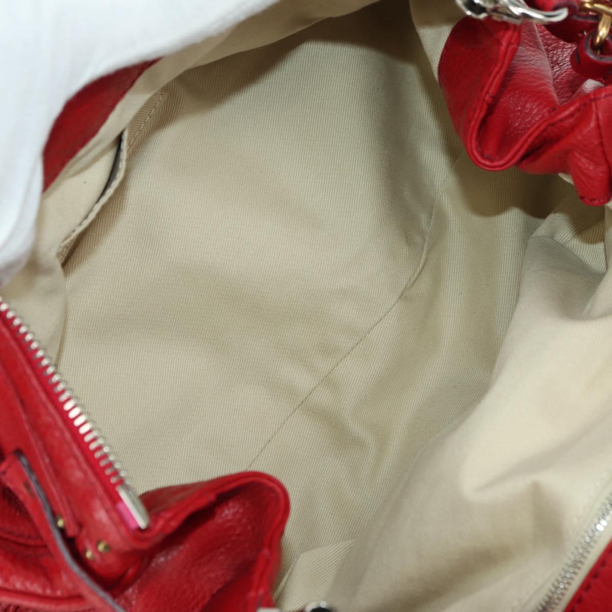 Chloe Paddington Hand Bag Leather Outlet Red Gold Silver Auth 177711SAV