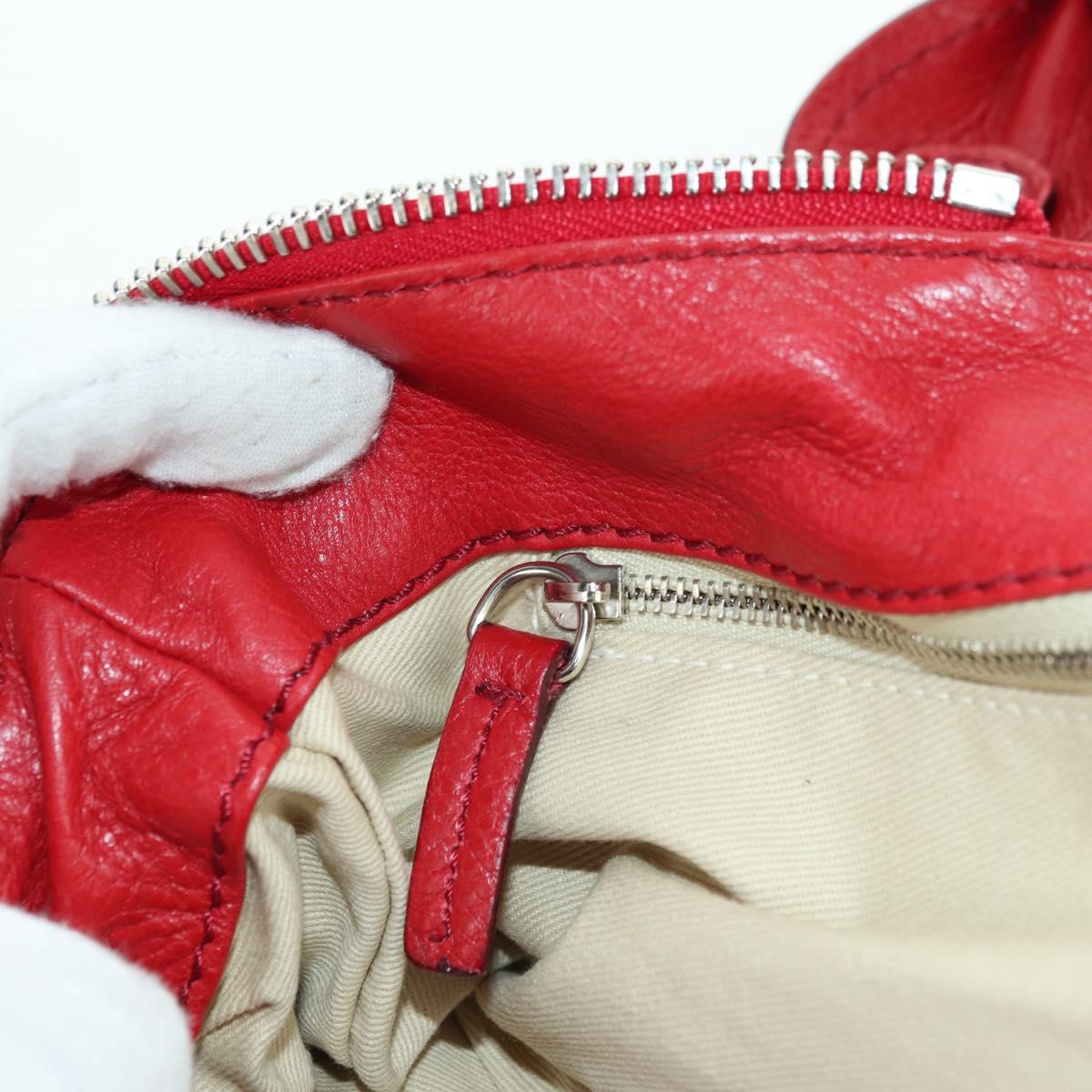 Chloe Paddington Hand Bag Leather Outlet Red Gold Silver Auth 177711SAV