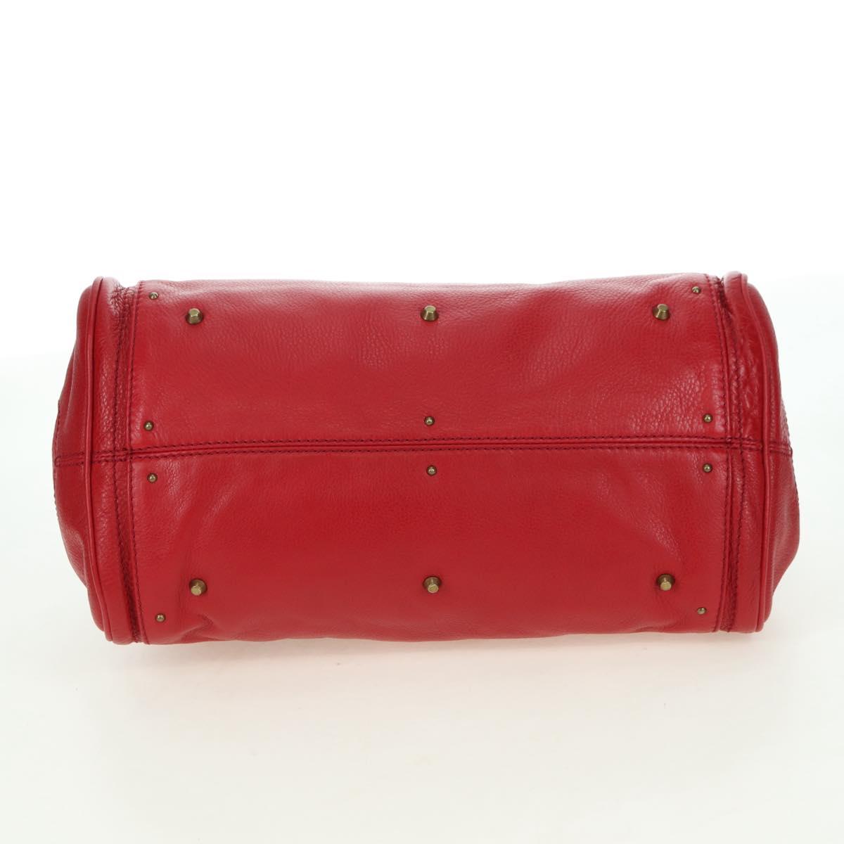 Chloe Paddington Hand Bag Leather Outlet Red Gold Silver Auth 177711SAV