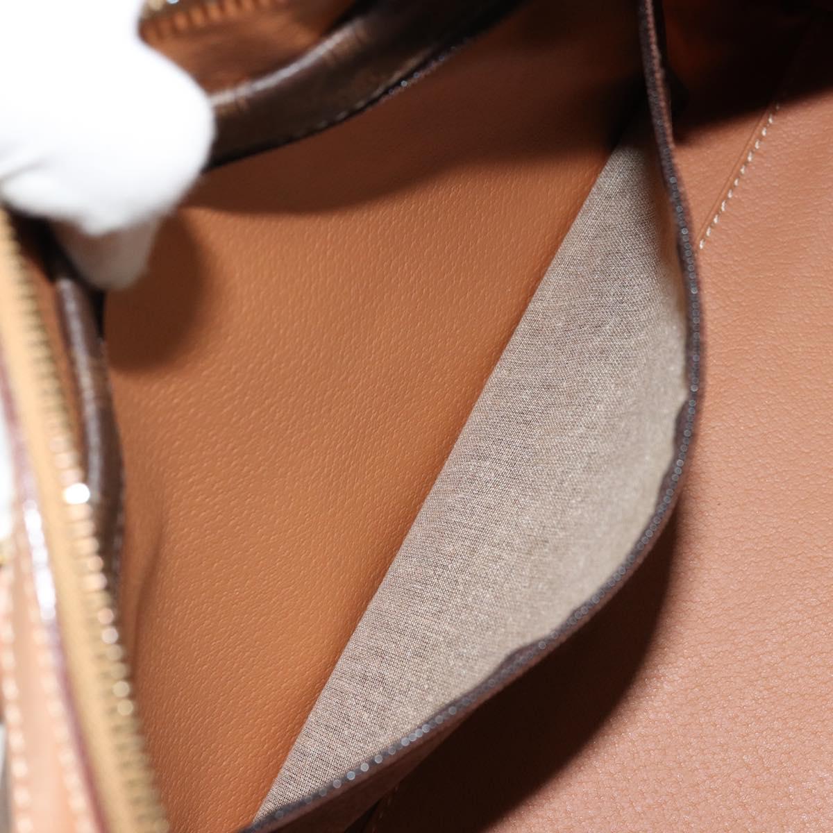 CELINE Macadam Canvas Boston Bag PVC Leather Brown Gold Auth 177712A