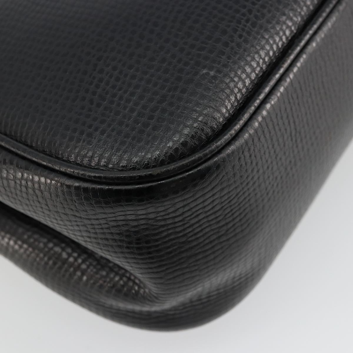 Christian Dior Hand Bag Leather Black Gold Auth 177713