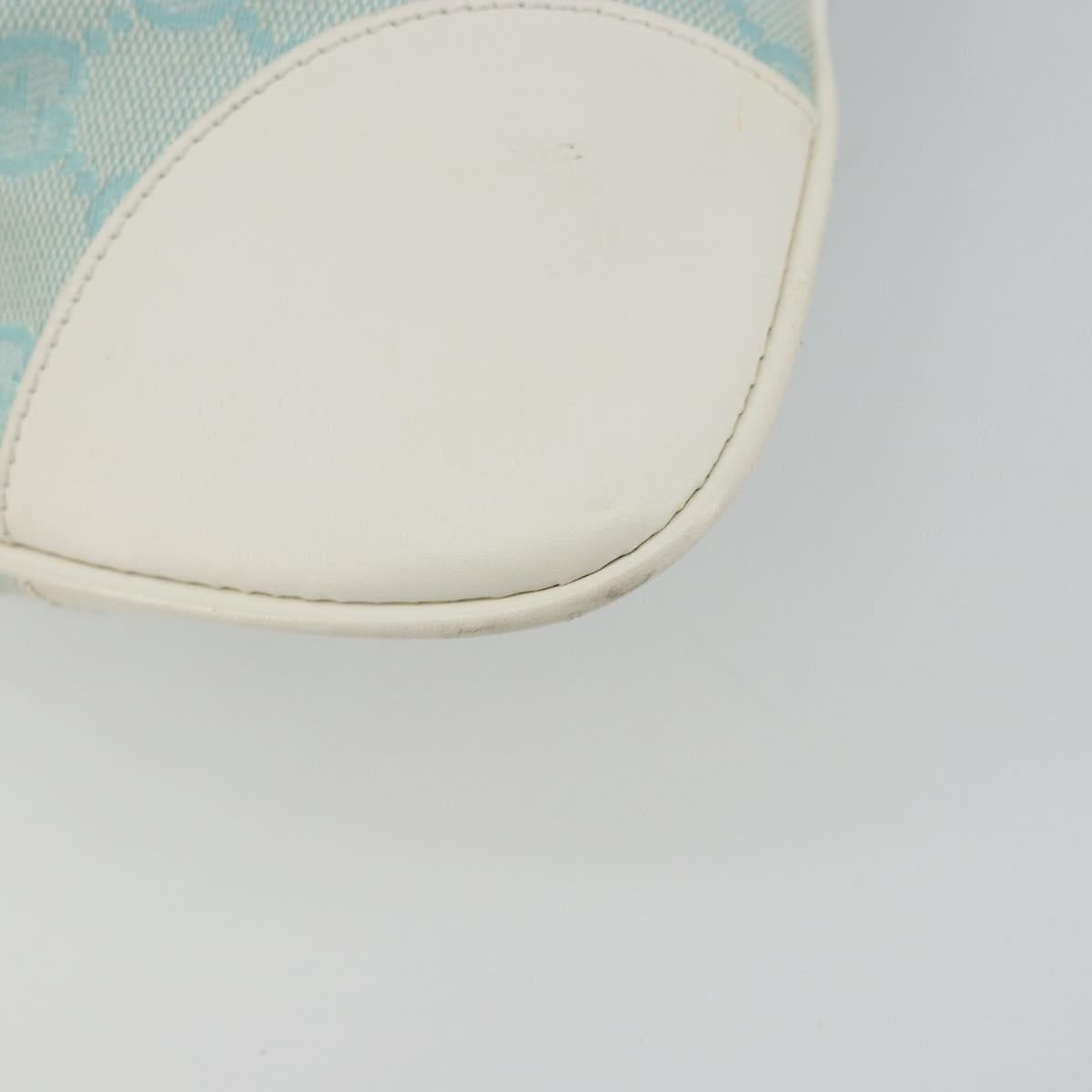 GUCCI GG Canvas Jackie Shoulder Bag Light Blue Gold 001 4057 Auth 177714