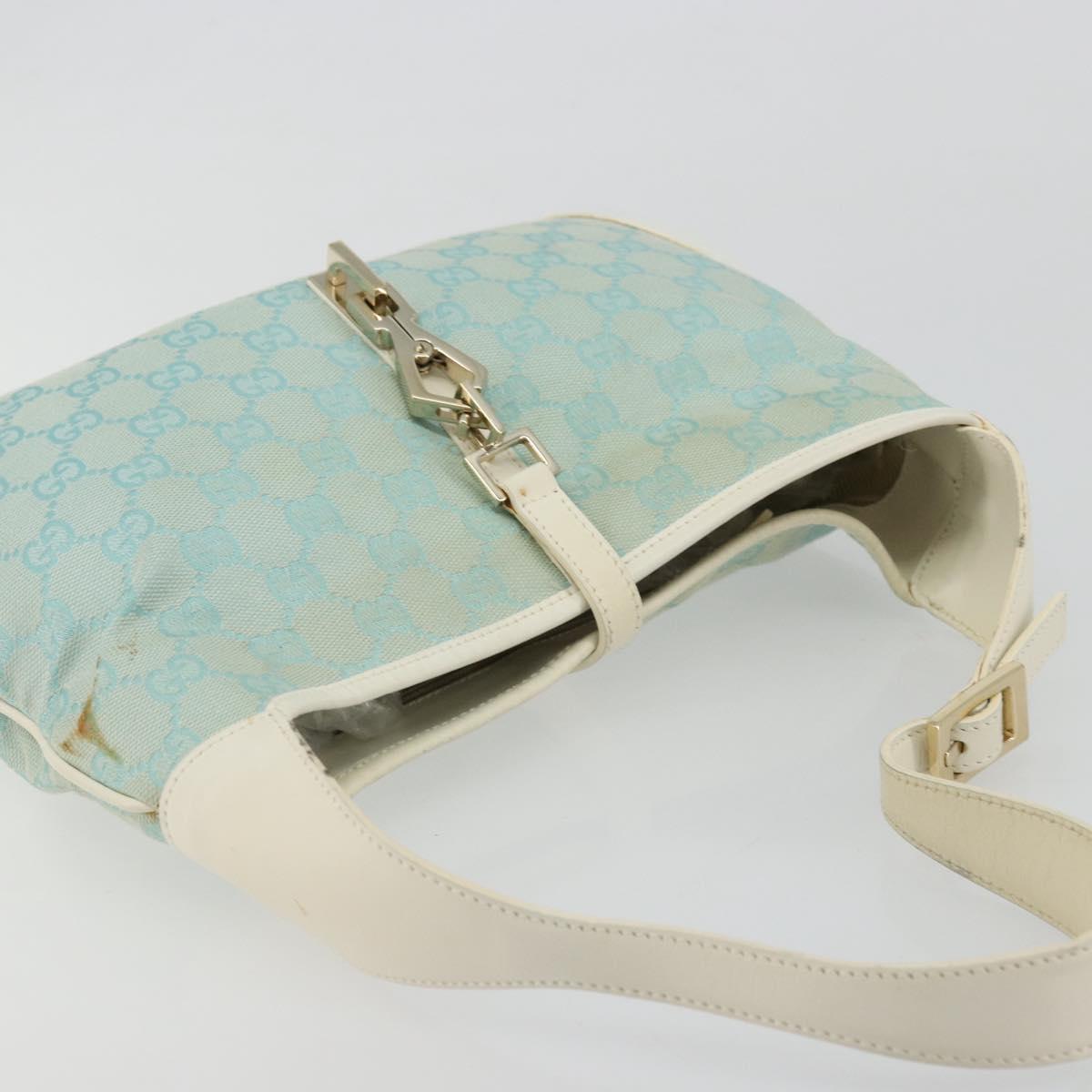 GUCCI GG Canvas Jackie Shoulder Bag Light Blue Gold 001 4057 Auth 177714