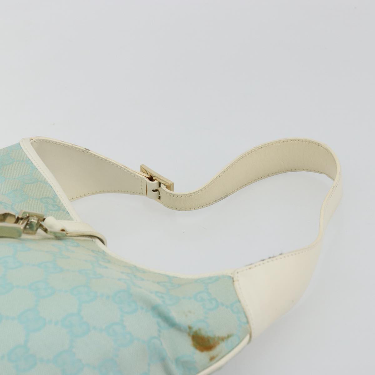 GUCCI GG Canvas Jackie Shoulder Bag Light Blue Gold 001 4057 Auth 177714