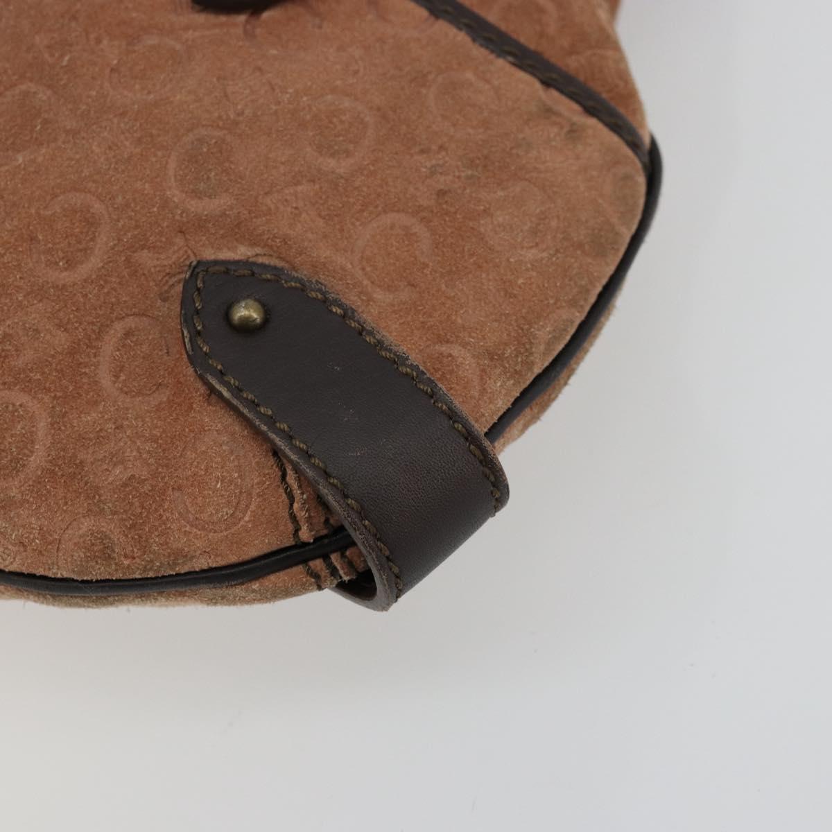 CELINE C Macadam Canvas Chain Shoulder Bag Suede Brown Gold Auth 177715A