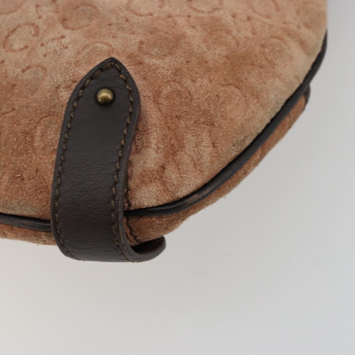 CELINE C Macadam Canvas Chain Shoulder Bag Suede Brown Gold Auth 177715A